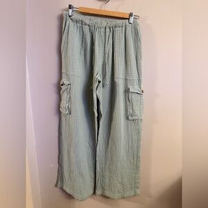 Roxy Sage Green Gauze Cargo Pants Size Small